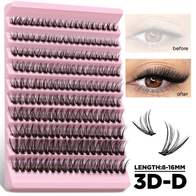 Lash Clusters Set DIY Eyelash Extension Kit Individual False Eyelashes Lash Clusters Bond and Seal and Lash Applicato Makeup