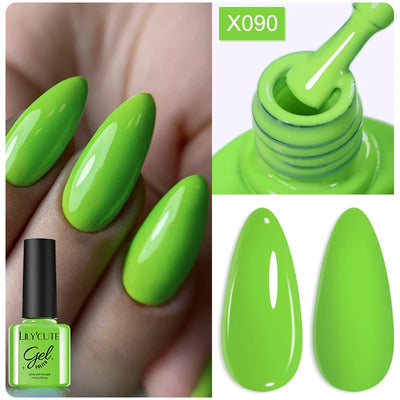 LILYCUTE 7ml Fluorescent Crackle Gel Nail Polish Summer Neon Red Green Vernis Semi Permanent UV Gel Nail Art Manicure For Nails