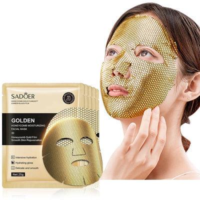 5pcs SADOER 24K Golden Moisturizing Facial Masks Face skincare Firming Nourishing Smooth Skin Rejuvenation Face Mask Sheets Mask