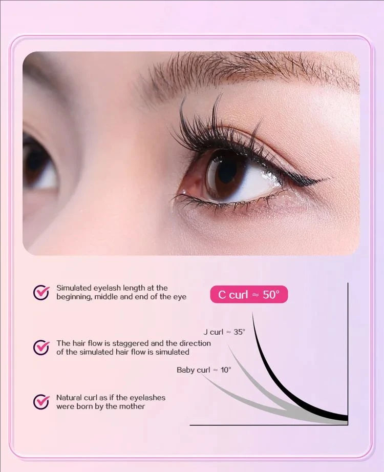 MJ 10 Rows of Large Capacity Glue-free False Eyelashes Single Cluster 10-12MM C-curled Natural Self-adhesive false Eyelashes