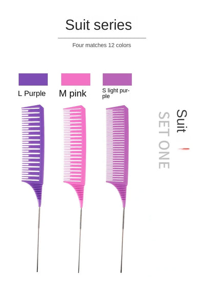3pcs Hairbrush Hair Styling Combs Tailed Comb Set Coloring Dyeing Comb Salon Tool Sectioning Highlighting Weaving Cutting Comb