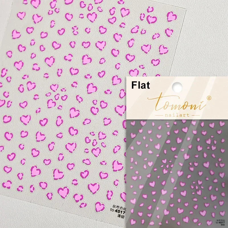 Cat's Eye 5D Gradient European Love Heart Gem Wing Crystal Geometric Colorful Self Adhesive Nail Art Stickers Manicure Decals