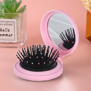 Traveling Small Size Hair Comb With Folding Mirror Portable Massage Folding Comb Women Girl Hair Brush With Mirror Styling Tools
