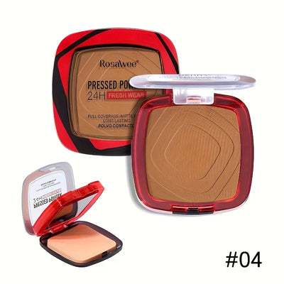 Full Coverage Pressed Powder Foundation With Puff Applicator, 24H Wear Matte Control Oil  Foundation Long Lasting Face Makeup