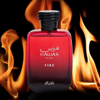 100ml Hawas Fire Men's EDP Spray Long-lasting Arabian Luxury, Fresh Rich Scent, Premium Masculine Fragrance Ideal for Nights Out