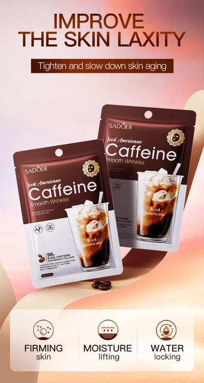 5/10pcs SADOER Caffeine Face Mask Moisturizing Anti-aging Hydrating Anti Wrinkles Facial Masks Face Sheet Mask Skin Care