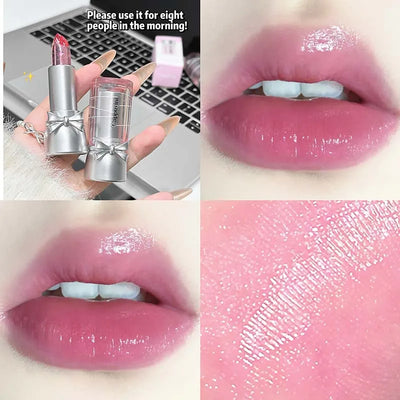 Cappuvini Sweet and Cool Bow Thermochromic Lipstick is a moisturizing and hydrating lip balm that reduces lip lines and changes