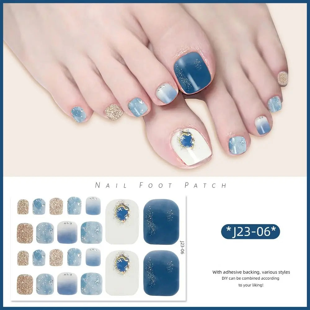 Removable Foot Nail Stickers White Flash Exquisite Toe Nail Sticker Fashion 22 Foot Nail Supplies And Manicure Tools Foot Toe
