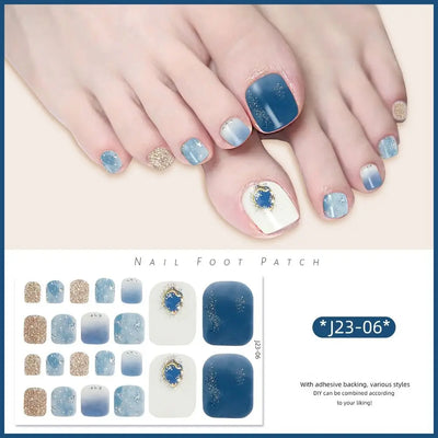 Removable Foot Nail Stickers White Flash Exquisite Toe Nail Sticker Fashion 22 Foot Nail Supplies And Manicure Tools Foot Toe