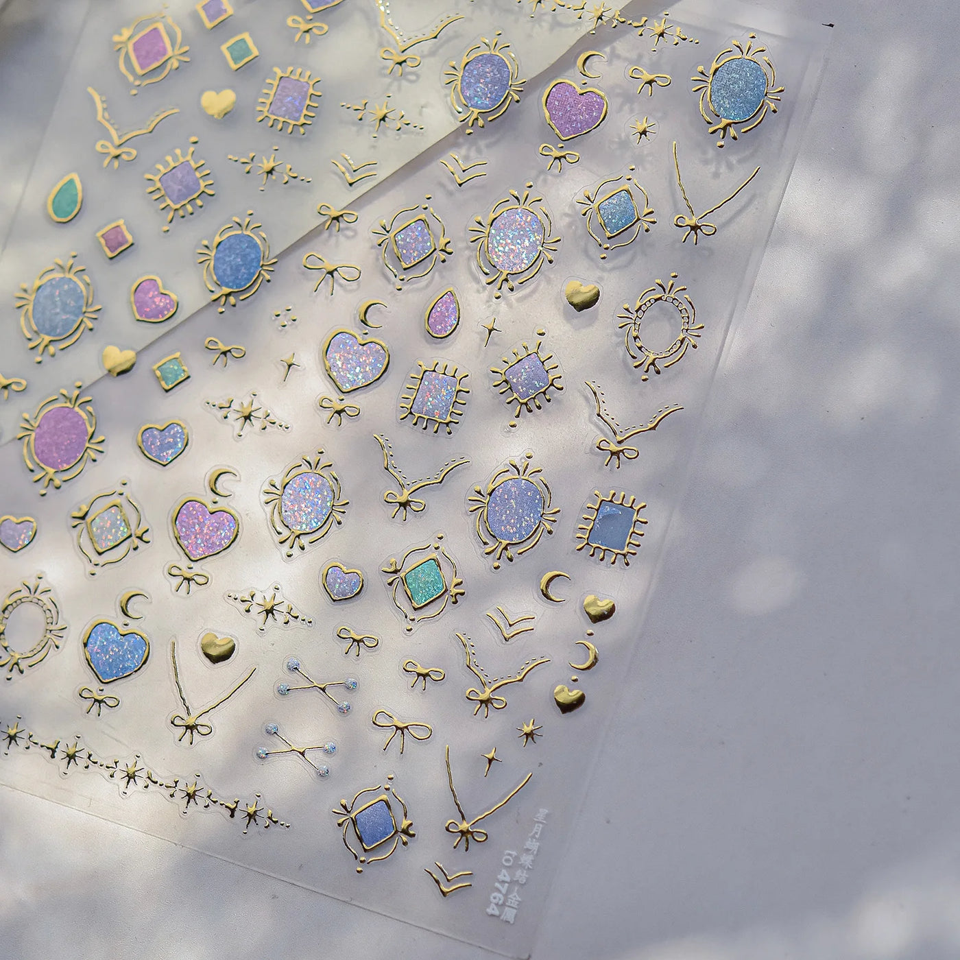 Cat's Eye 5D Gradient European Love Heart Gem Wing Crystal Geometric Colorful Self Adhesive Nail Art Stickers Manicure Decals