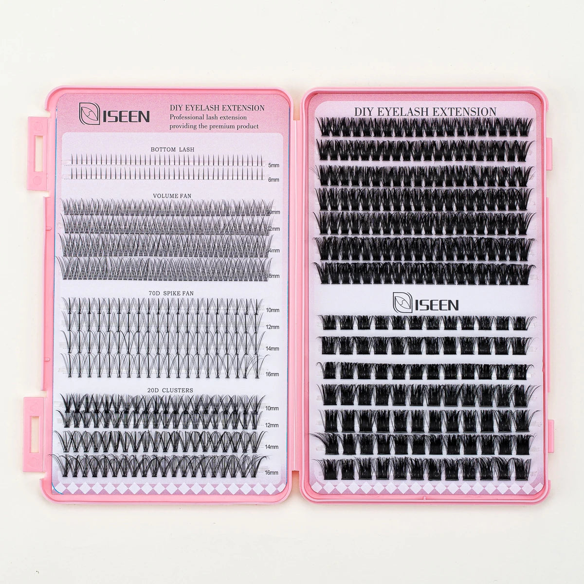 Eyelash Extension Kit DIY Eyelash Clusters Large Capacity Mix Styles Individual Lashes Kit with Lash Tweezers for Self Use