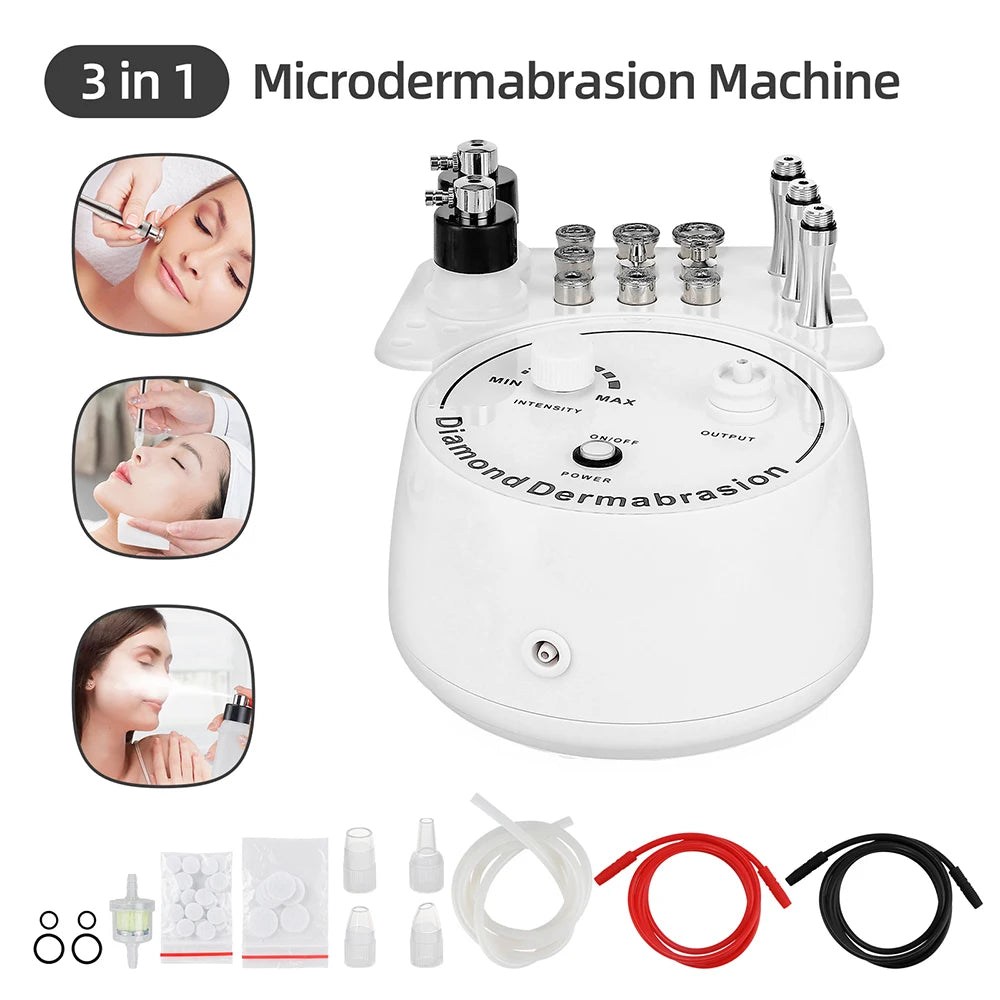 3 in 1 Diamond Microdermabrasion Dermabrasion Machine for Facial Blackhead Removal Acne Skin Care Water Spray Exfoliation Device