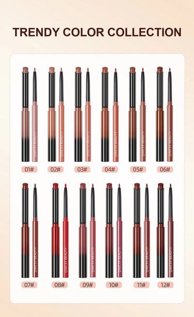 QIBEST Matte Nude Lipstick Pen Long Lasting Lipliner Lip Pencil Waterproof Lip Liner Contour Sexy Red Lip Makeup Set For Women