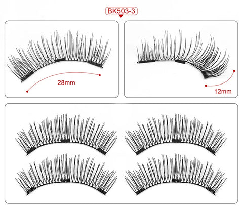 Three Magnet False Eyelashes Handmade Naturally Realistic Quick Paste Reuse 3D Magnetic False Eyelashes