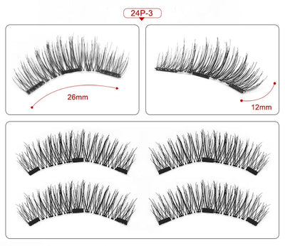 Three Magnet False Eyelashes Handmade Naturally Realistic Quick Paste Reuse 3D Magnetic False Eyelashes