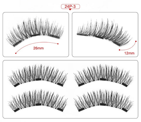 Three Magnet False Eyelashes Handmade Naturally Realistic Quick Paste Reuse 3D Magnetic False Eyelashes