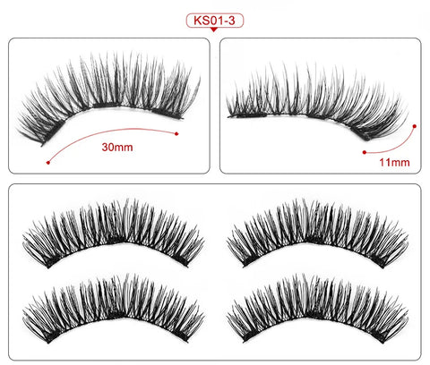Three Magnet False Eyelashes Handmade Naturally Realistic Quick Paste Reuse 3D Magnetic False Eyelashes