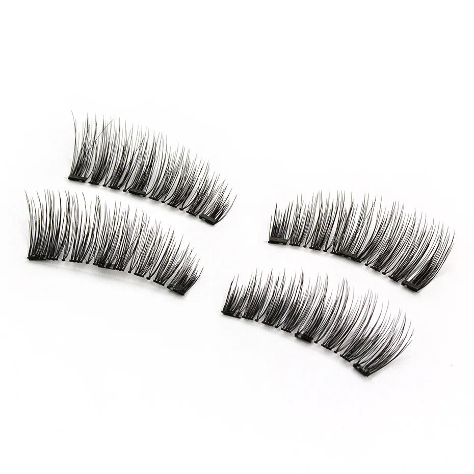 Three Magnet False Eyelashes Handmade Naturally Realistic Quick Paste Reuse 3D Magnetic False Eyelashes