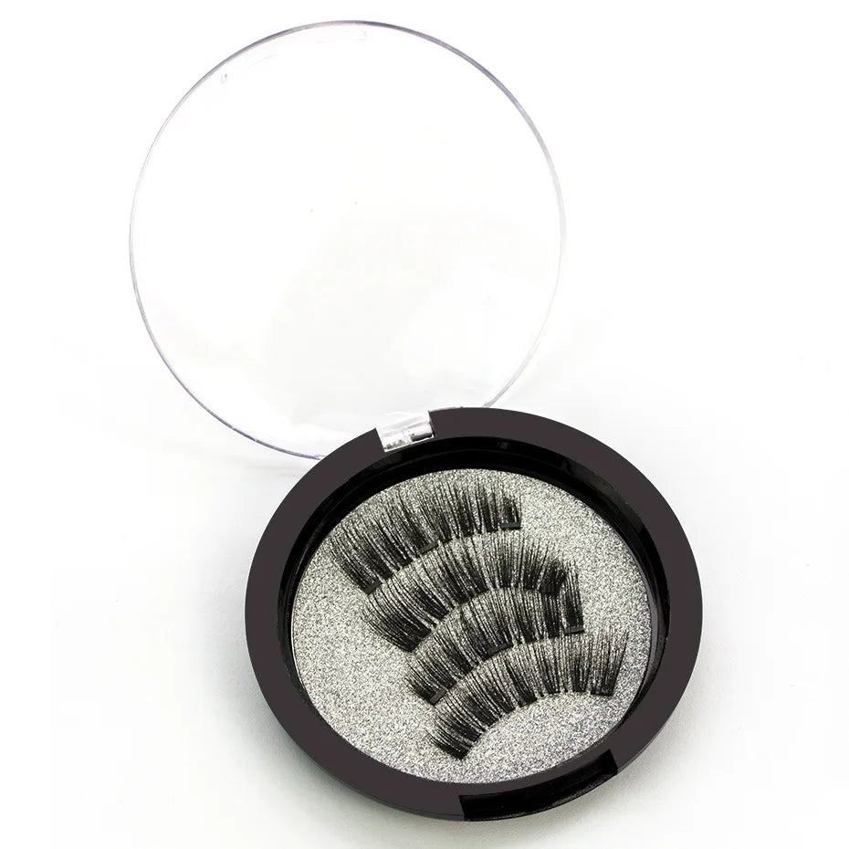 Three Magnet False Eyelashes Handmade Naturally Realistic Quick Paste Reuse 3D Magnetic False Eyelashes