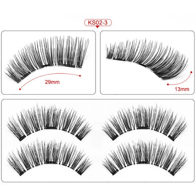 Three Magnet False Eyelashes Handmade Naturally Realistic Quick Paste Reuse 3D Magnetic False Eyelashes