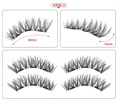Three Magnet False Eyelashes Handmade Naturally Realistic Quick Paste Reuse 3D Magnetic False Eyelashes