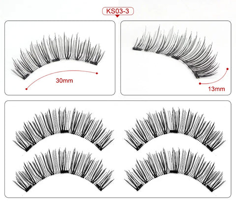 Three Magnet False Eyelashes Handmade Naturally Realistic Quick Paste Reuse 3D Magnetic False Eyelashes