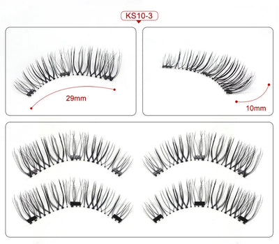 Three Magnet False Eyelashes Handmade Naturally Realistic Quick Paste Reuse 3D Magnetic False Eyelashes