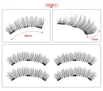 Three Magnet False Eyelashes Handmade Naturally Realistic Quick Paste Reuse 3D Magnetic False Eyelashes