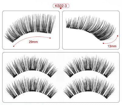Three Magnet False Eyelashes Handmade Naturally Realistic Quick Paste Reuse 3D Magnetic False Eyelashes