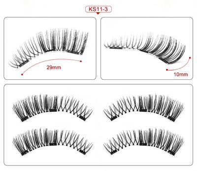 Three Magnet False Eyelashes Handmade Naturally Realistic Quick Paste Reuse 3D Magnetic False Eyelashes